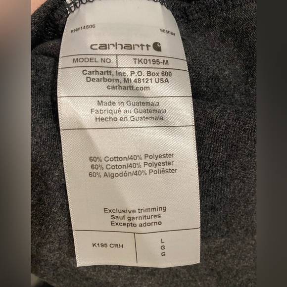 Carhartt Charcoal Gray Tee with Gold Logo NWT - Picture 3 of 3